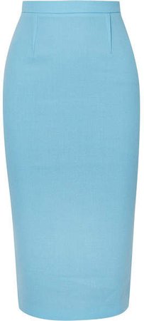 Arreton Wool-crepe Pencil Skirt - Light blue