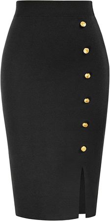 Amazon.com: Kate Kasin Lady Pencil Skirt Fall Winter Stretchy Knit Church Skirt with Slit Midi Length Office Work Black XL : Clothing, Shoes & Jewelry