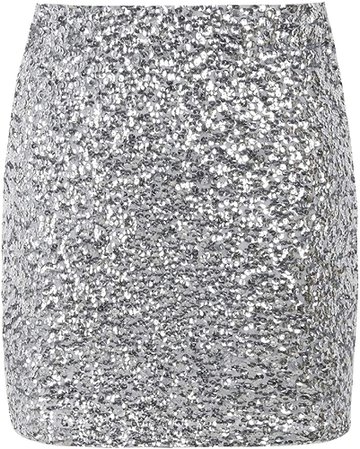 Amazon.com: PrettyGuide Women's Sequin Skirt Stretchy Bodycon Plus Size Glitter Mini Skirt XXL Silver: Clothing