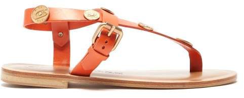 Andreina Coin Charm Leather Sandals - Womens - Orange