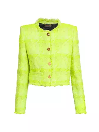 Shop Versace Cropped Plaid Tweed Jacket | Saks Fifth Avenue
