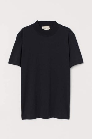 Mock-turtleneck T-shirt - Black