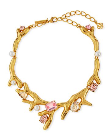 Oscar de la Renta Coral Choker Necklace w/ Swarovski® Crystals