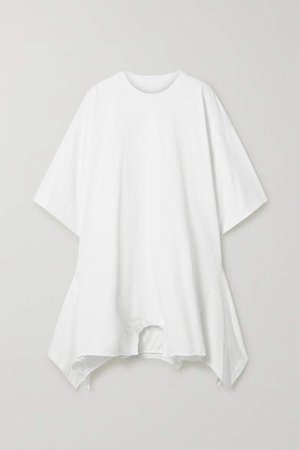 Oversized Asymmetric Cotton-jersey Dress - White