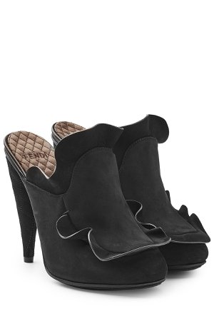 Suede Mules with Ruffles Gr. IT 39