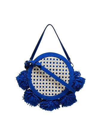 Mehry Mu Blue Tambourine Suede And Straw Satchel Bag - Farfetch