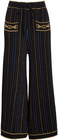 Metallic Stripe Jacquard Wool Blend Sweater Pants