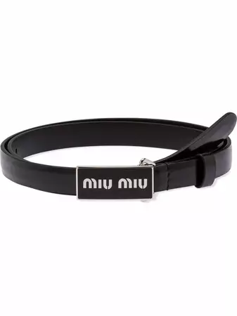 Miu Miu Brushed Leather logo-buckle Belt - Farfetch