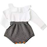 Amazon.com: Eiffel Direct Baby Girls Sweet Knitted Fleece Romper Long Sleeve Ruffle Jumpsuit Sweater Dress: Gateway