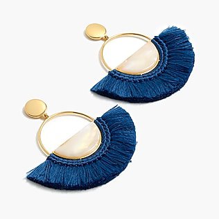 Blue Fabric Hanging Earrings