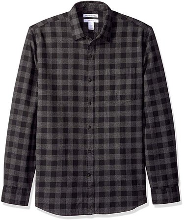 Amazon.com: Amazon Essentials Men's Slim-Fit Long-Sleeve Plaid Flannel Shirt, Charcoal Buffalo, XX-Large: Clothing