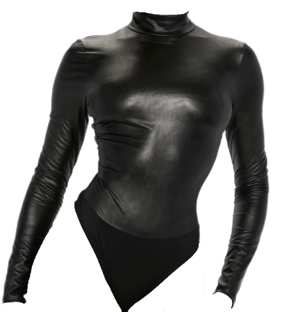 Fashion Nova- Colette faux leather bodysuit- black