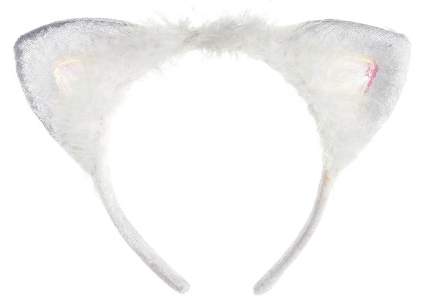 White Marabou Cat Ears Headband