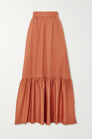 X Petra Flannery Mikell Cotton-blend Poplin Maxi Skirt - Orange