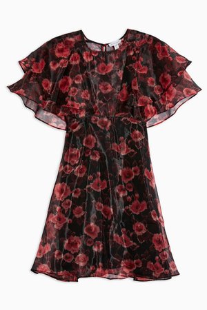 Organza Floral Mini Dress | Topshop red black