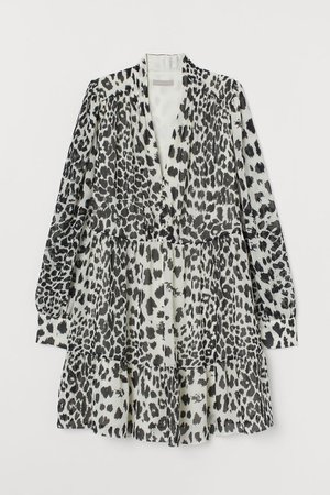 Chiffon Dress - White/leopard print - Ladies | H&M US