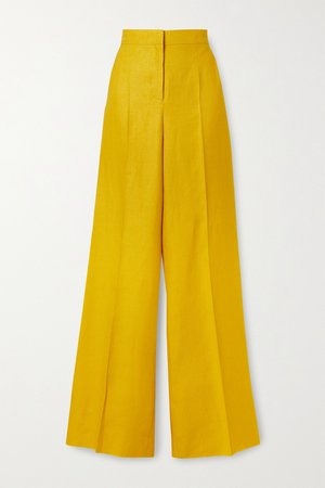 Yellow Ginosa linen-twill wide-leg pants | Max Mara | NET-A-PORTER