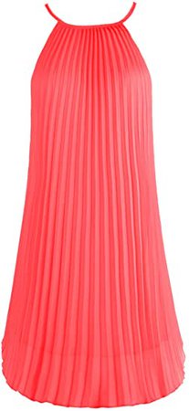 Ellames Women's Summer Spaghetti Strap Pleated Casual Swing Midi Dress with Belt Black Medium at Amazon Women’s Clothing store