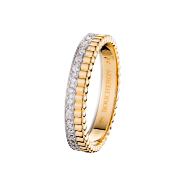 QUATRE RADIANT EDITION WEDDING BAND with pave diamonds in yellow gold