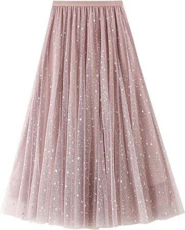 Amazon.com: Women Tutu Tulle Skirt Elastic High Waist Layered Skirt Floral Print Mesh A-Line Midi Skirt (Star Pink, One Size) : Clothing, Shoes & Jewelry