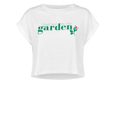 JDY White Garden Floral Slogan T-Shirt | New Look