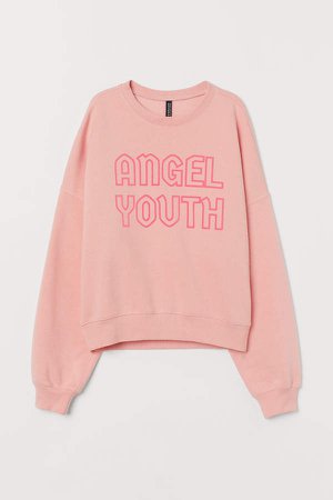 Sweatshirt with Motif - Pink