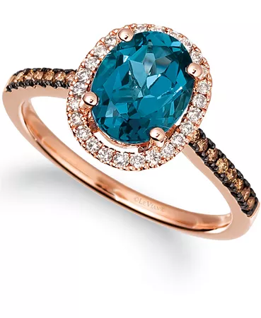 Le Vian Deep Sea Blue Topaz (2 ct. t.w.) & Diamond (1/4 ct. t.w) Ring in 14k Rose Gold