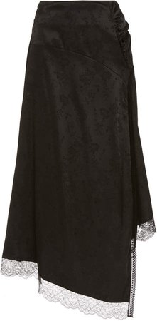 Preen by Thornton Bregazzi Riho Asymmetric Lace-Trimmed Silk Skirt Siz