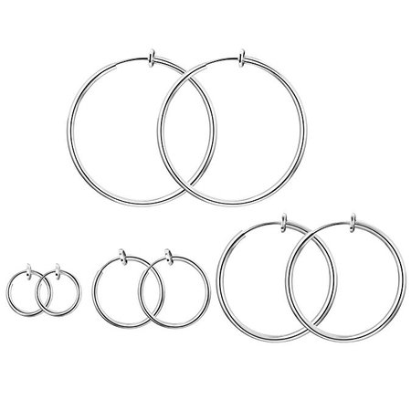 Amazon.com: Keklle Stainless Steel 4 Pairs Clip On Hoop Earrings for Women Men Non Pierced Earrings (A:Silver-Tone): Jewelry