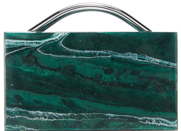 L’AFSHAR Green Marble Box Eugene Handbag