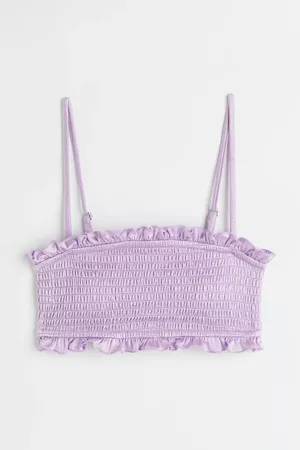 shirred swimsuit bikini light purple satin h&m pastel US