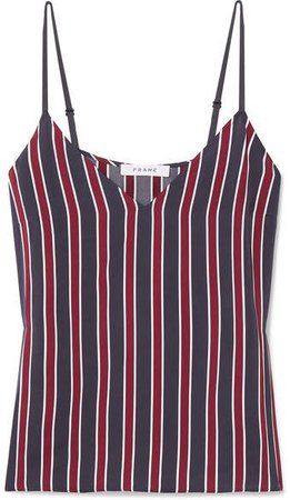 Classic Striped Charmeuse Camisole - Navy