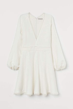 Linen-blend Dress - White