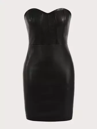 SHEIN BAE Vestido ajustado tubo cuero PU | Moda de Mujer | SHEIN México