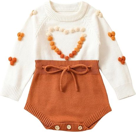 Amazon.com: Karwuiio Toddler Infant Baby Girl Knit Sweater Romper Long Sleeve One Piece Jumpsuit Fall Winter Clothes (Caramel, 6-9 Months) : Clothing, Shoes & Jewelry