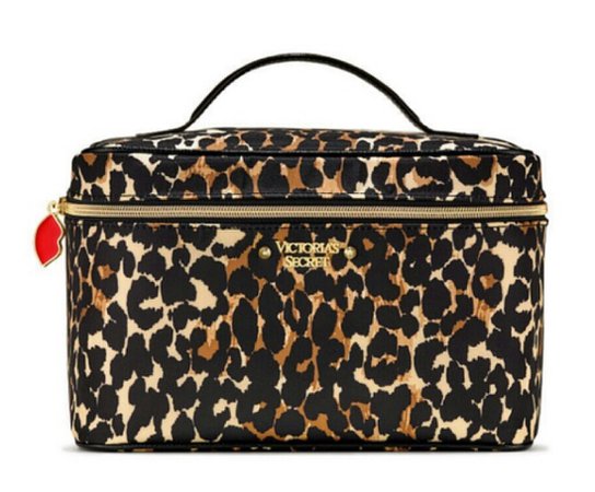 victoria’s secret leopard makeup bag train case