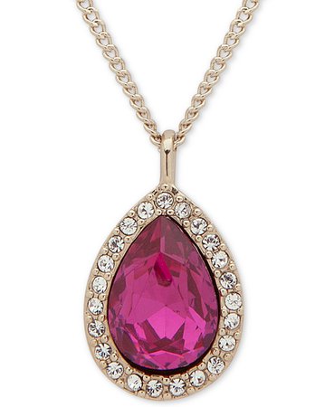 Givenchy Pavé & Stone Pear Pendant Necklace, 16" + 3" extender, Created for Macy's - Fashion Jewelry - Jewelry & Watches - Macy's