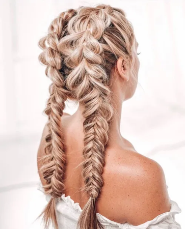 blonde Dutch fishtail braids