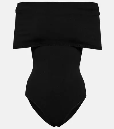 Off Shoulder Knit Bodysuit in Black - Alaia | Mytheresa