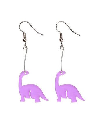 purple dino earrings