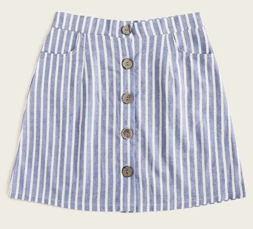 romwe blue stripe skirt