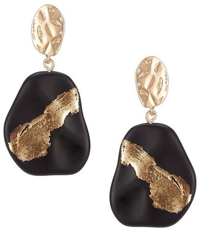 Natasha Accessories Gold Foil Drop Statement Earrings