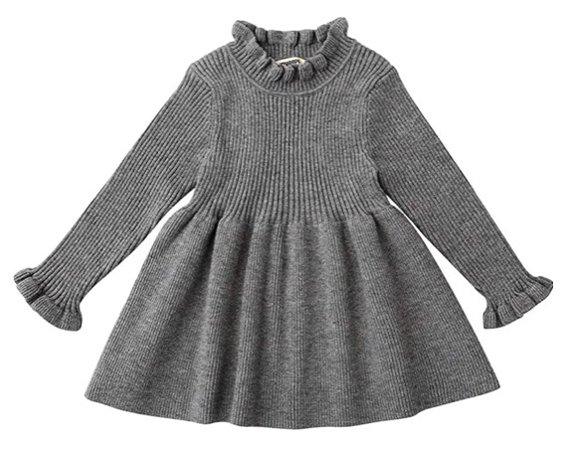 Brand: Verve Jelly Toddler Infant Girls Knit Sweater Dress Top Solid Color Long Sleeve Ruffle Dresses Fall Winter Warm Outfits