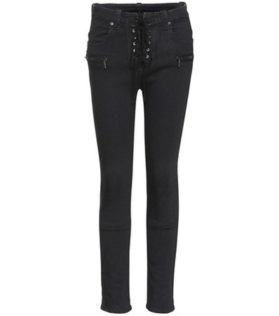 Lace-up skinny jeans