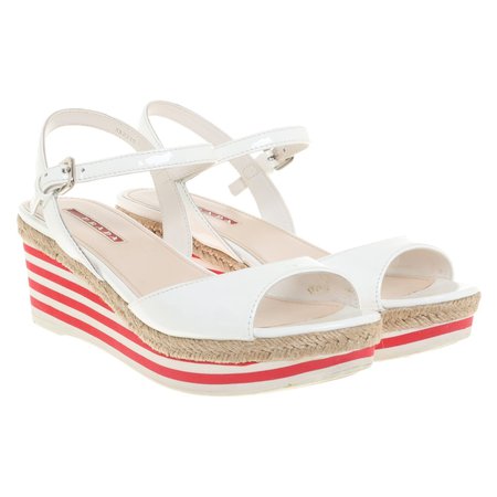 Prada Sandals in white / red