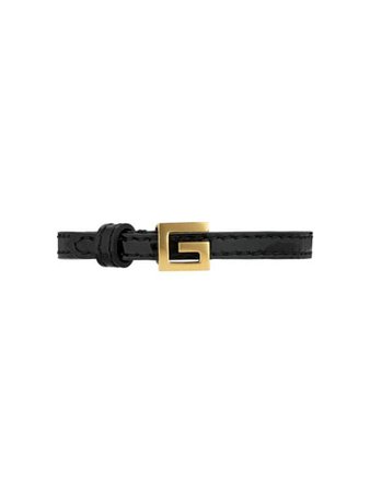Gucci Leather Logo Plaque Bracelet 623238J1745 Black | Farfetch