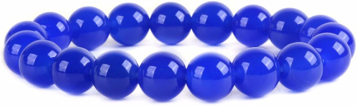 Amazon.com: Blue Agate Gemstone 10mm Round Beads Stretch Bracelet 7 Inch Unisex: Clothing, Shoes & Jewelry