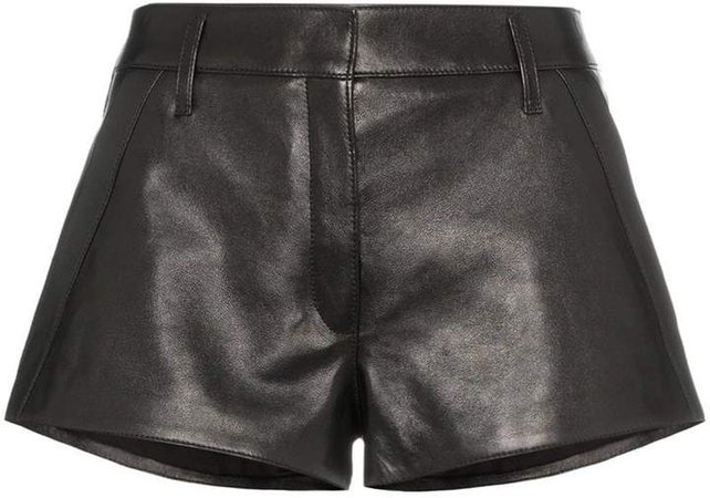 mid-rise leather short shorts