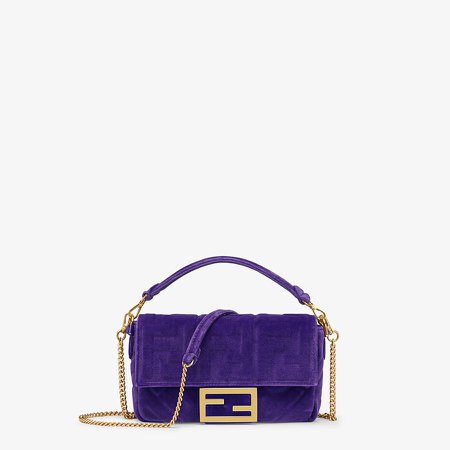 Purple velvet bag - MINI BAGUETTE | Fendi