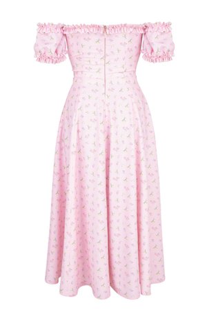 Clothing : Maxi Dresses : 'Lauren' Pink Floral Strapless Midi Sundress